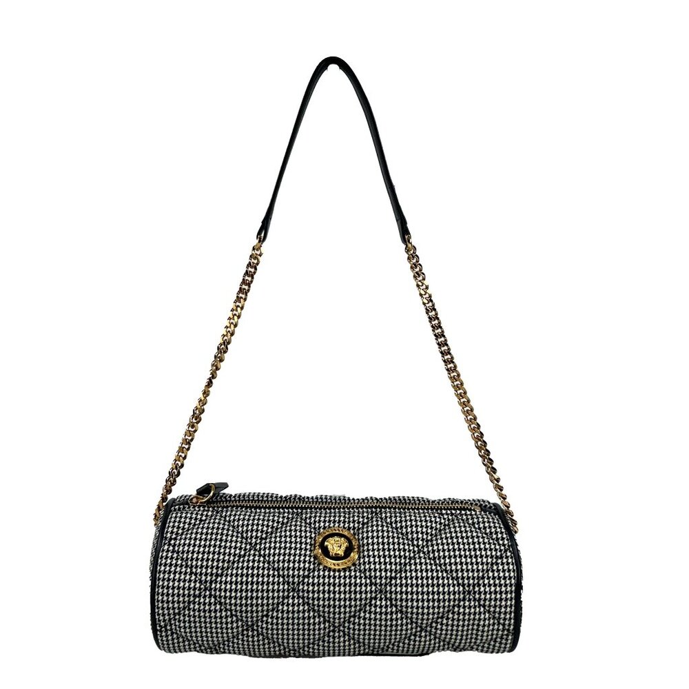 NEW Versace Medusa Quilted Evening Sling Crossbody Bag Leather & Cotton Purse